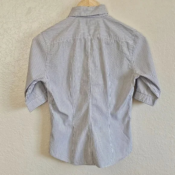 Ralph Lauren Womens Navy Blue & White Striped Button-Up Shirt Size 6 - Picture 2 of 6